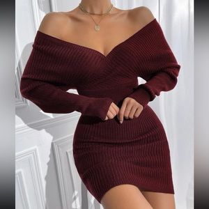Maroon Bodycon Sweater Dress
